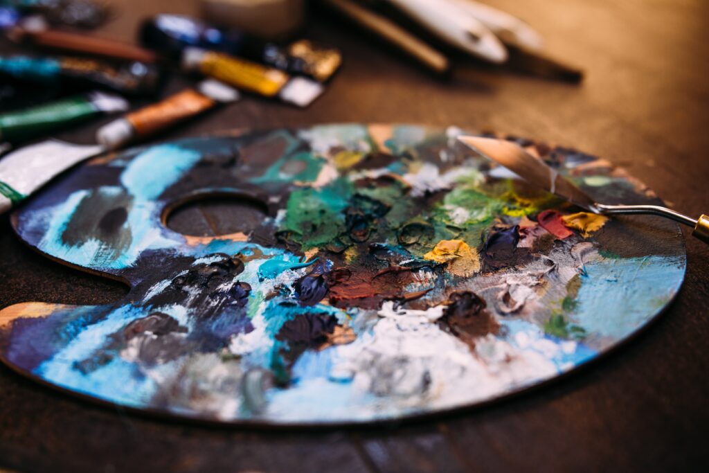 Paint palette representing Atlanta art exhibits